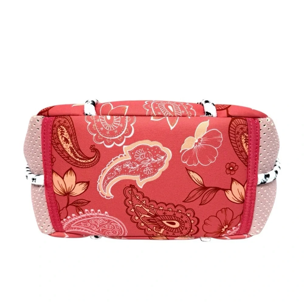 Jen & Co Neoprene Tote Coral Elegant Paisley Tote Bag EUC